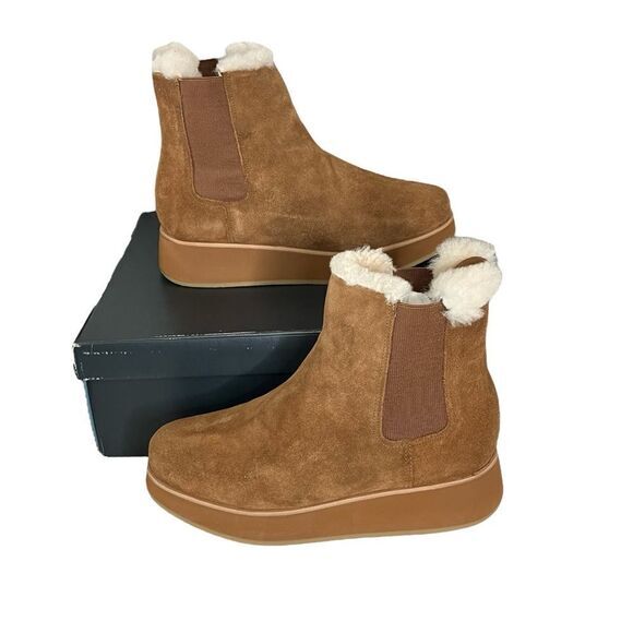 BERNARDO‎ Tobacco Split Suede cozy Booties Size 9 New With box - Picture 1 of 11